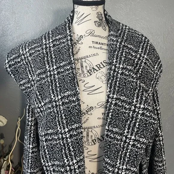 Stella Luce Open Jacket Black/White Size Medium Belted Midi Spring Fall - Picture 3 of 9